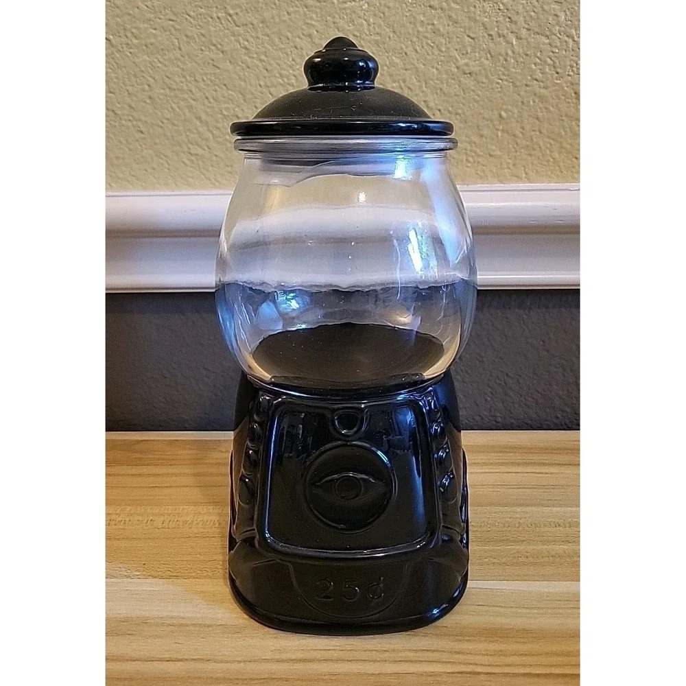Target Halloween Black Glass Gumball Machine Candy Jar Canister All Seeing Eye